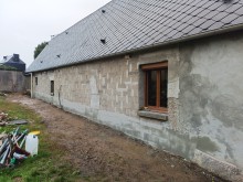 Rénovation d'une façade en colombage sur Fécamp 76 par notre équipe de maçons